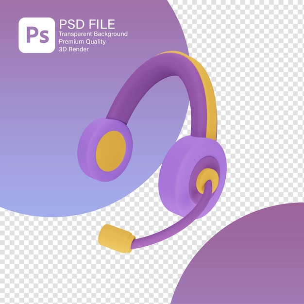 3D niedlicher Kopfhörer lila Farbsymbol 3D-Rendering