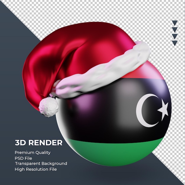 PSD 3d, noël, père noël, cap, libye, drapeau, rendu, vue gauche