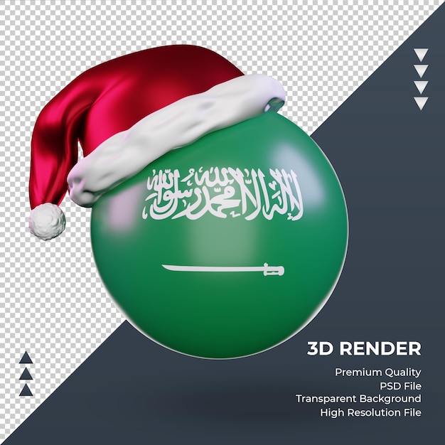 3d, Noël, Père Noël, Casquette, Arabie Saoudite, Drapeau, Rendre, Vue Frontale