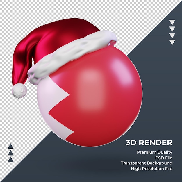 3d, noël, père noël, casquette, bahreïn, drapeau, rendre, vue frontale