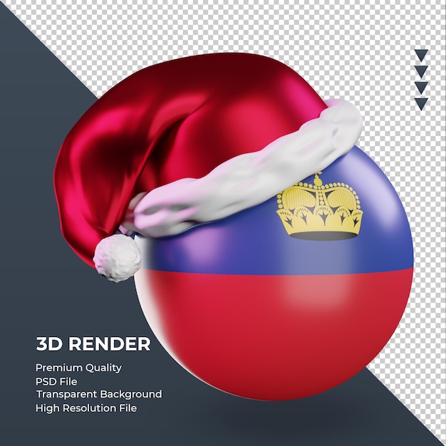 PSD 3d, noël, père noël, casquette, liechtenstein, drapeau, rendu, vue gauche