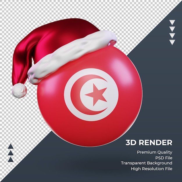 3d, noël, père noël, casquette, tunisie, drapeau, rendu, vue frontale