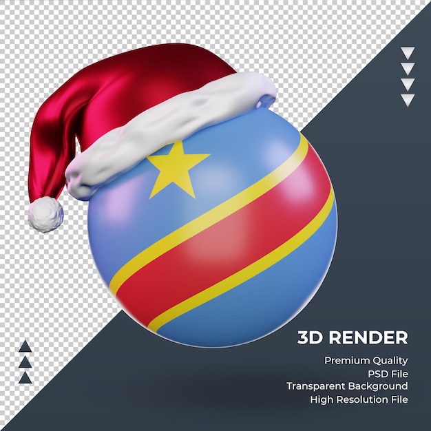 PSD 3d noël santa claus cap drapeau congo démocratique rendu vue de face