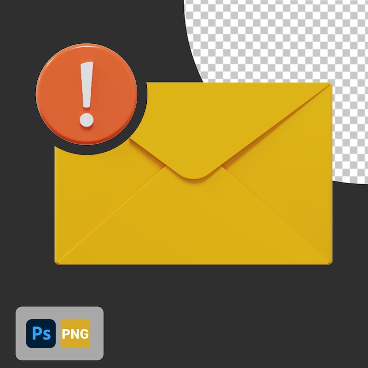 PSD 3d notification with message illustration