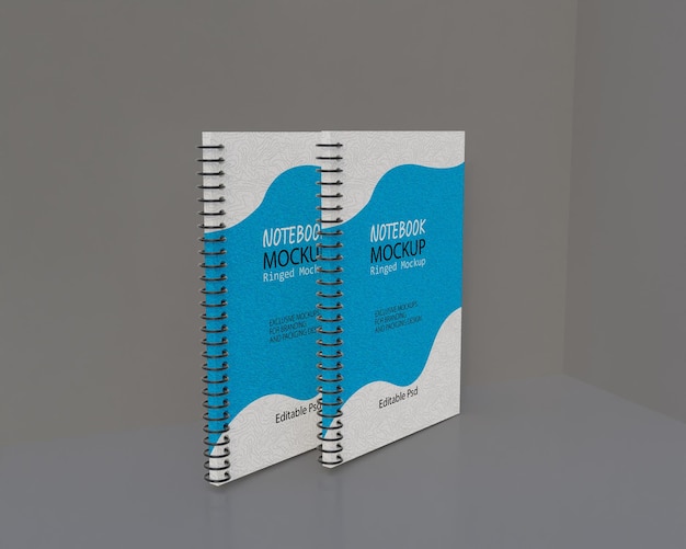 PSD 3d-notizbuch offener mockup-design-notizblock