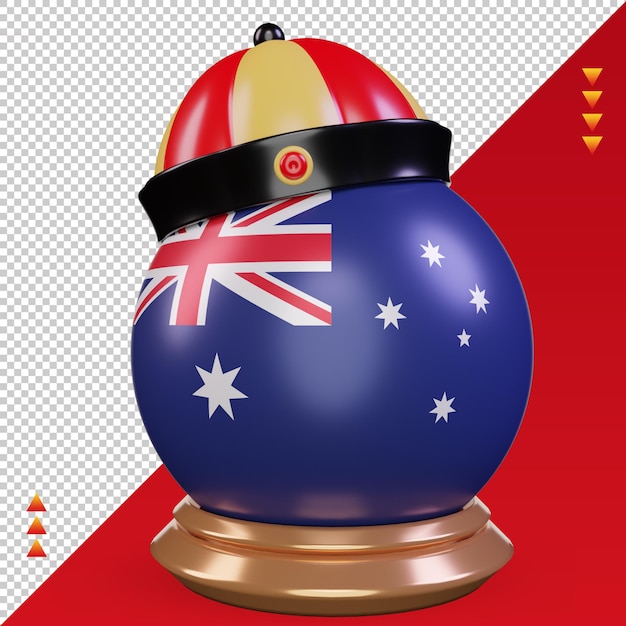 PSD 3d, nouvel an chinois, australie, drapeau, rendu, vue frontale