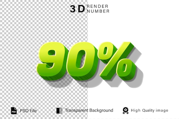 3d noventa descontos recientes 90 verde con color limón aislado en fondo transparente