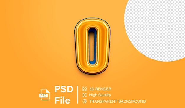 3d Null Zahl 0 Orange und blau isolierter Gradient auf durchsichtigem Hintergrund