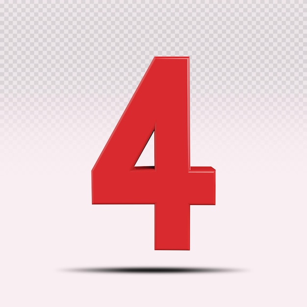 3d number 4 red creative render