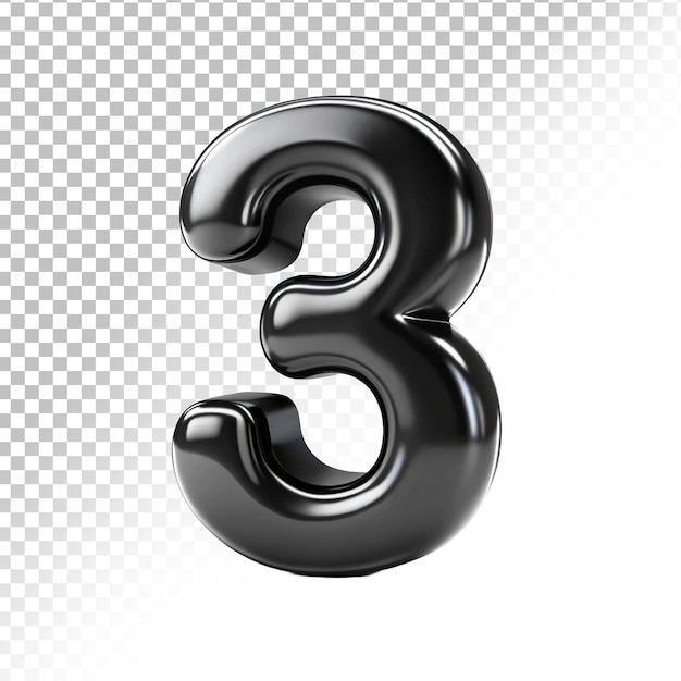 3d number symbol with transparent background effect