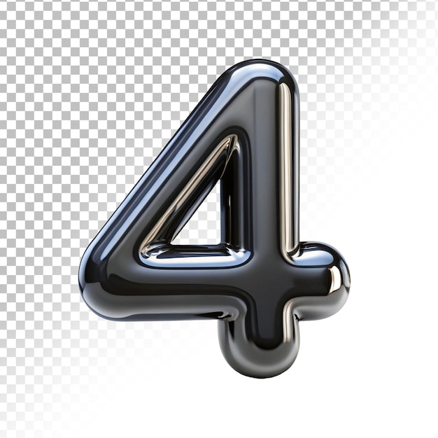 3D Number Symbol with Transparent Background Effect