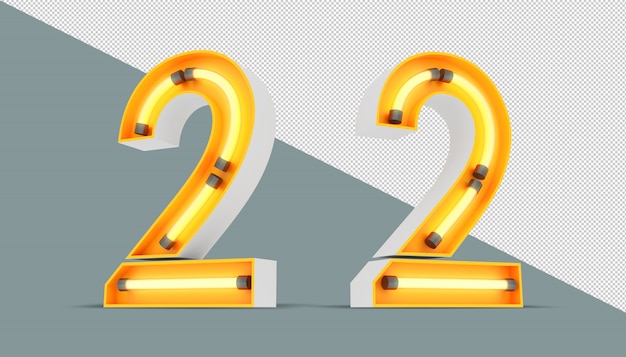 3d numbers with neons and neon light effect