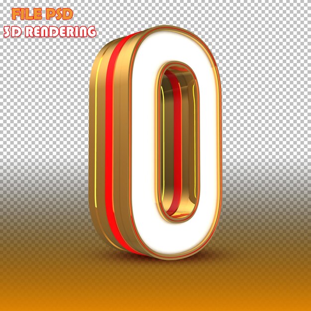 3D Número 0 Ouro