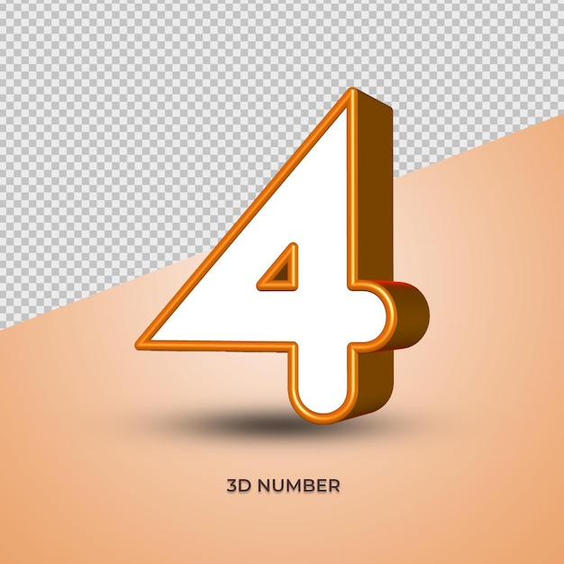 PSD 3d numéro 04 blanc couleur orange