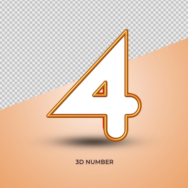 3d Numéro 04 Blanc Couleur Orange