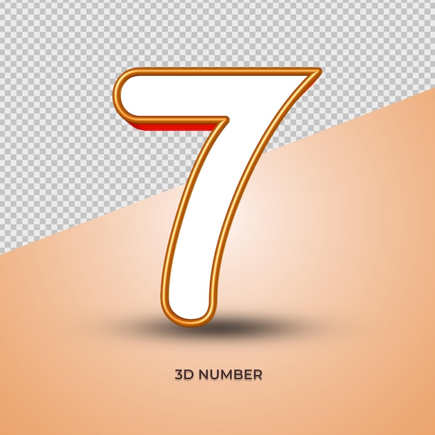 PSD 3d numéro 07 blanc couleur orange