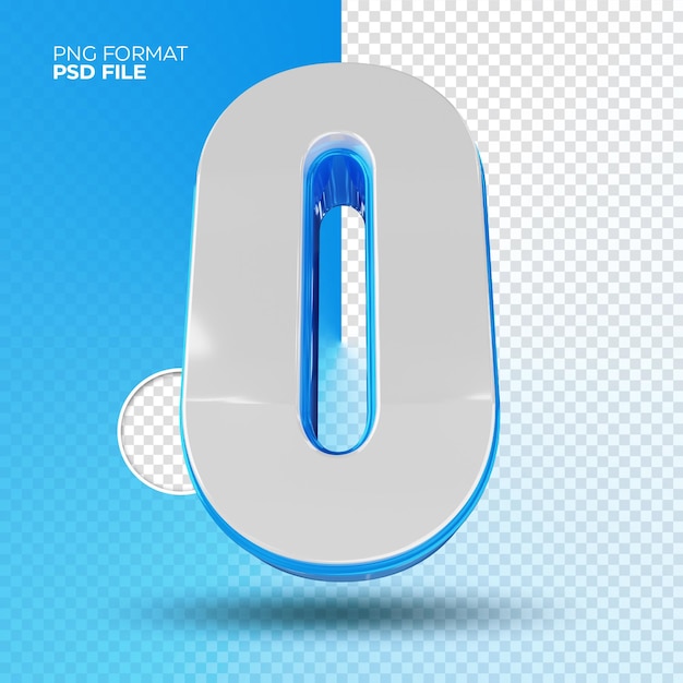 3D número 1 Azul y Blanco