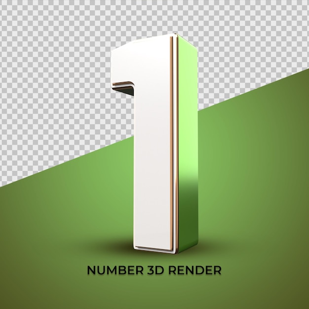 3D número 1 colores verde blanco oro