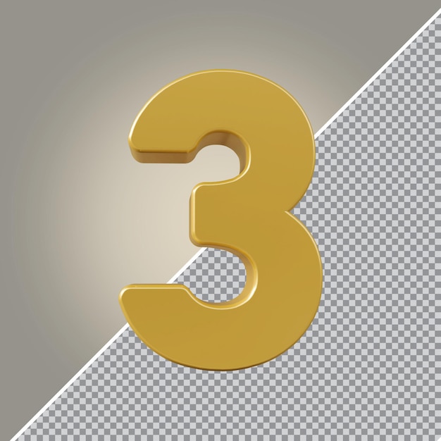 3d número 1 de lujo dorado