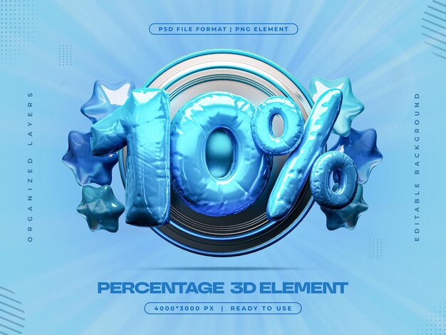 3d Numéro 10 Réduction en pourcentage Rendering isolé