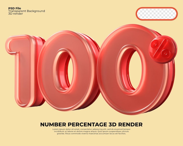 3D numero 100 percentuale vendita sconto rosso