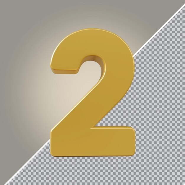 3d numero 2 lusso dorato
