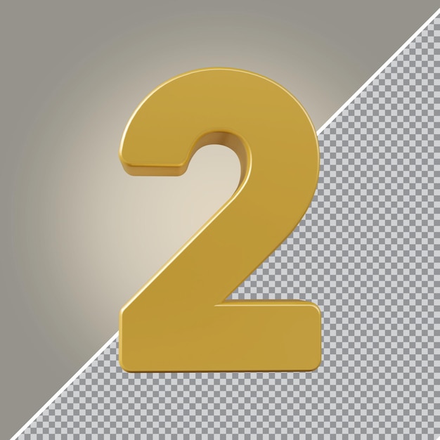 3D numéro 2 luxe doré