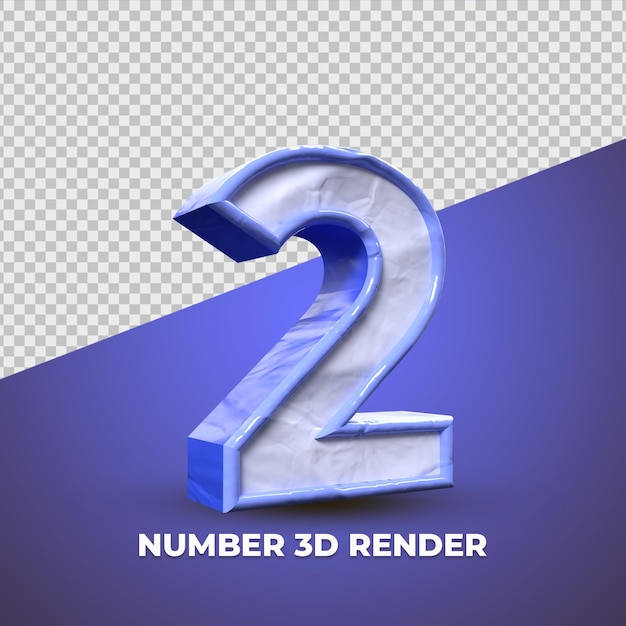 3d número 2 plástico azul