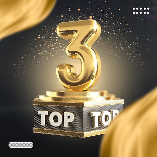 3d, número, 2, superior, oro