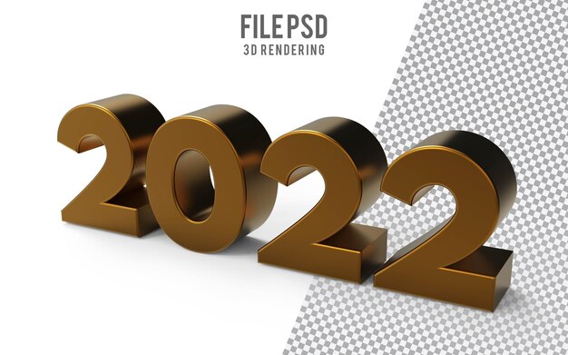 PSD 3d número 2022 dourado