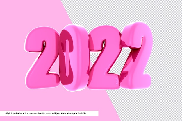 3D Numero 2022 Felice Anno Nuovo 3D Rendering