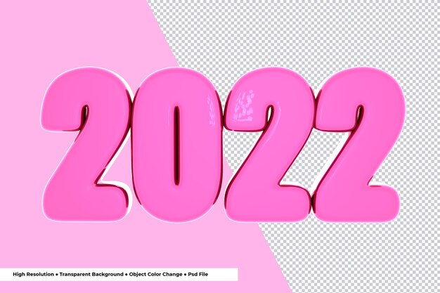 3D Numero 2022 Felice Anno Nuovo 3D Rendering