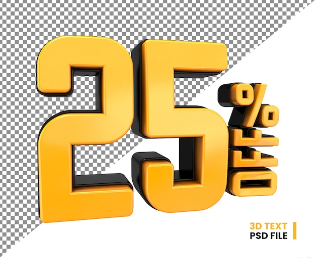 3d número 25 por ciento de descuento