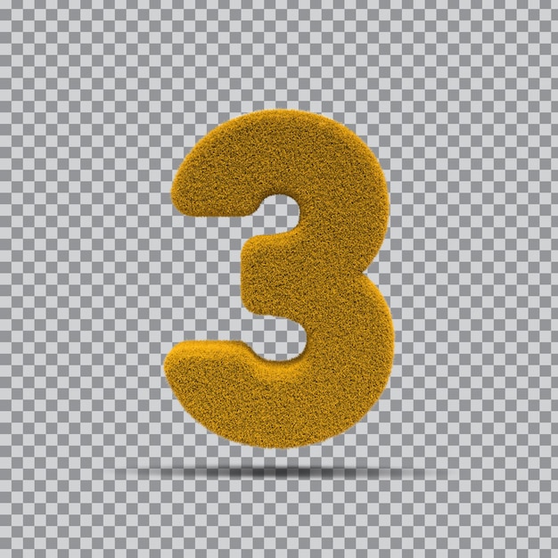 3D numéro 3 de l'herbe jaune