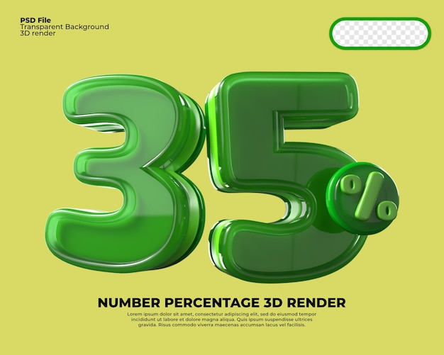 3D número 35 porcentaje venta descuento verde