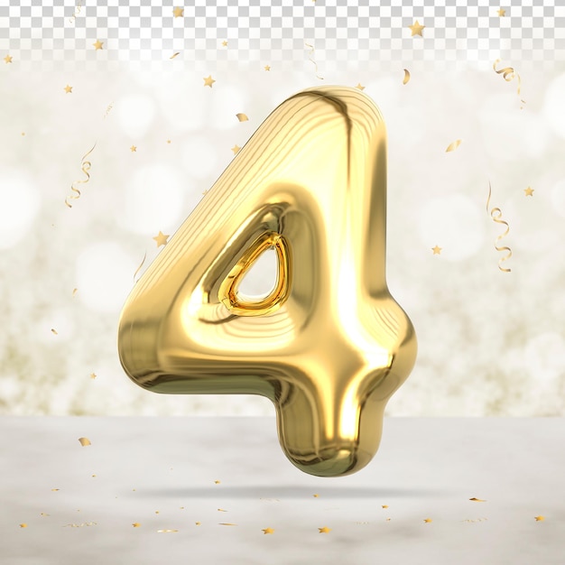 3D número 4 dorado