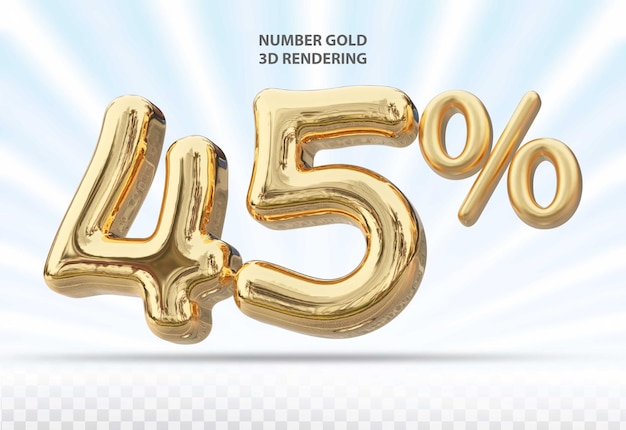 3D número 45 por cento ouro