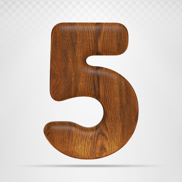 3D número 5 render madera negro