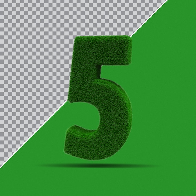 3d número 5 de verde hierba