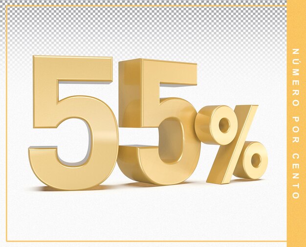 3D número 55 porcentaje oro