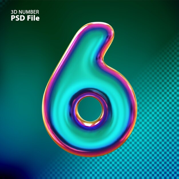 3d número 6 lujo de renderizado creativo