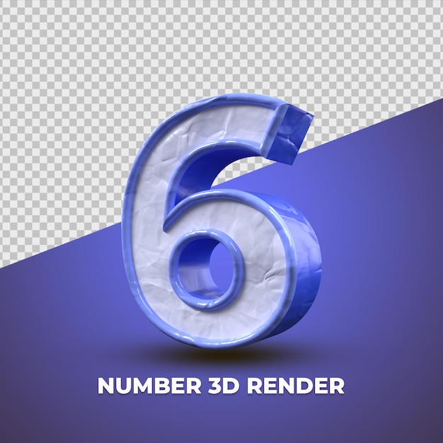 3d número 6 plástico azul