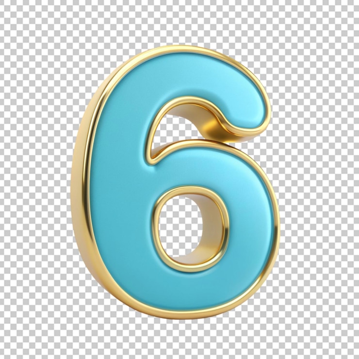 PSD 3d número 6 render el lujo