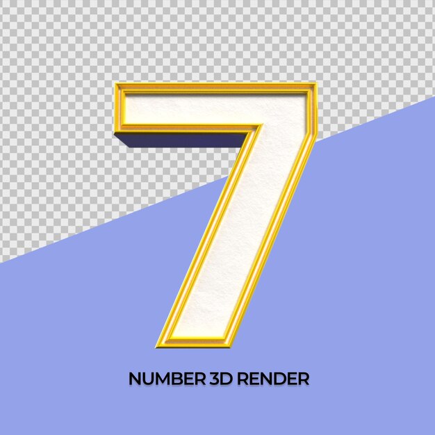 3d número 7 azul branco amarelo