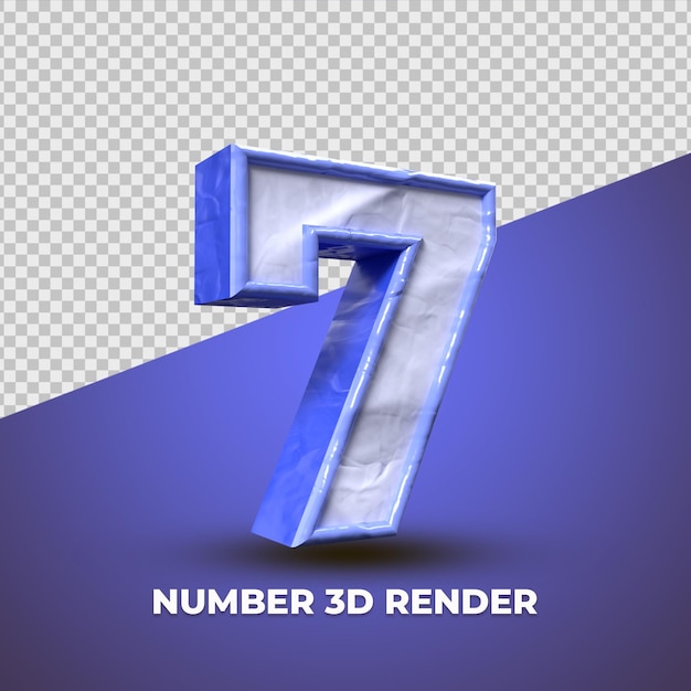 3d numero 7 plastico azul