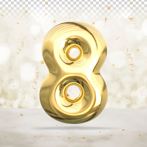 3D numero 8 d'oro