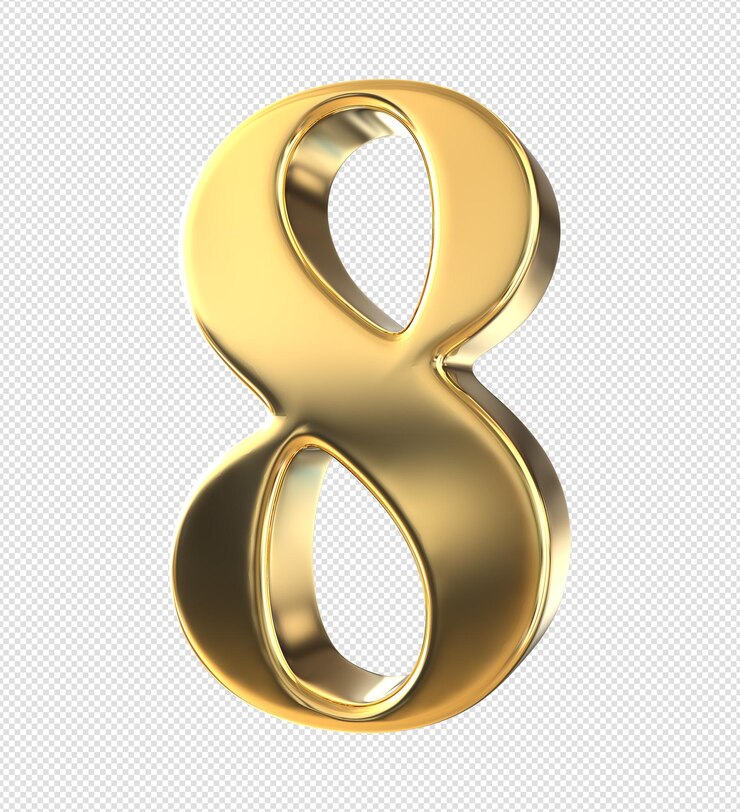 PSD 3d número 8 dorado de lujo