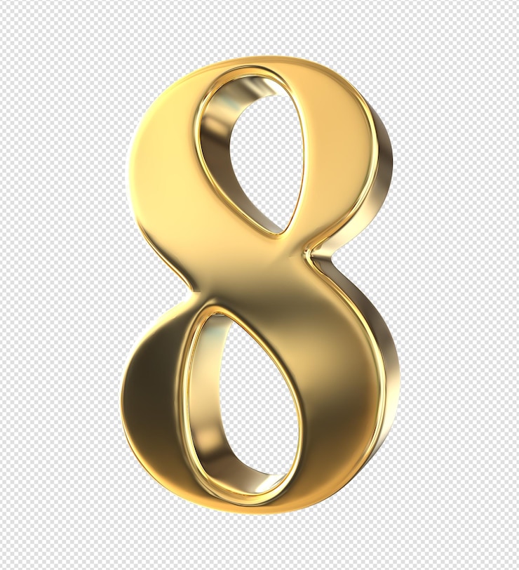 PSD 3d numero 8 lusso dorato