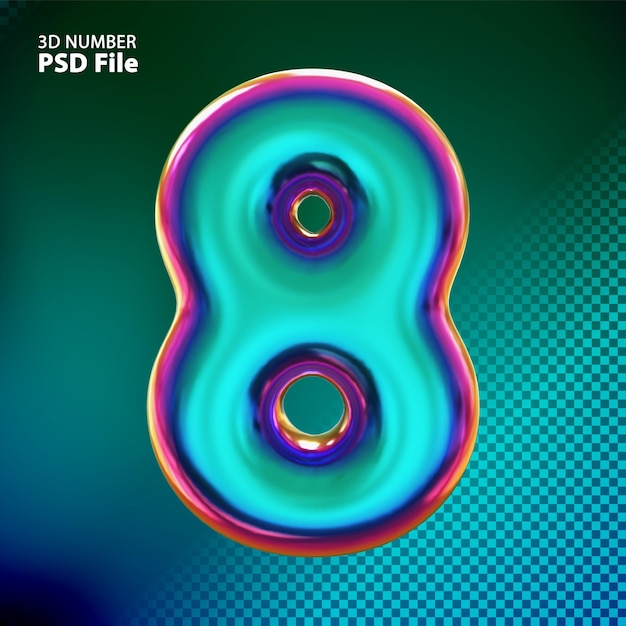 3D número 8 luxo de renderização criativa