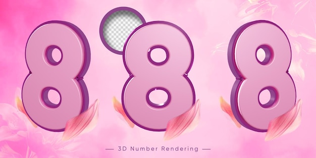 3d número 8 rosa